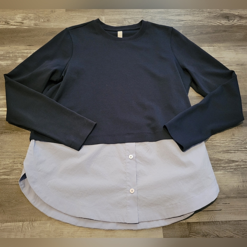 Athleta Women Gallery Top 2.0 Long Sleeve Navy Quarry Blue XS